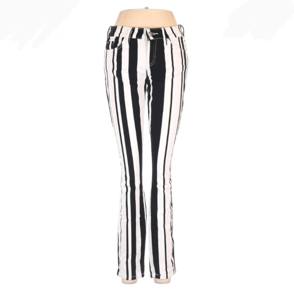 Guess Black & White Striped Jeans